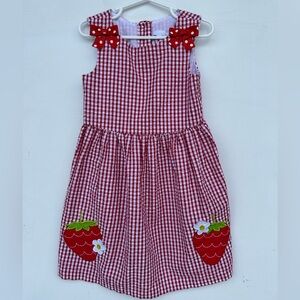 Counting Daisies Girl's Strawberry Seersucker Dress